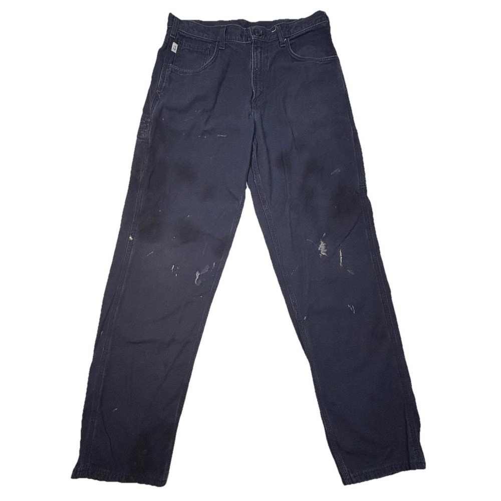 Carhartt FR Flame Resistant Work Pants Distressed Paint Splatter Navy Blue 34x34